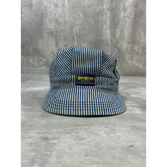 Vintage 80s Oshkosh Embroidered Patch Pinstripe Snapback Hat OSFA