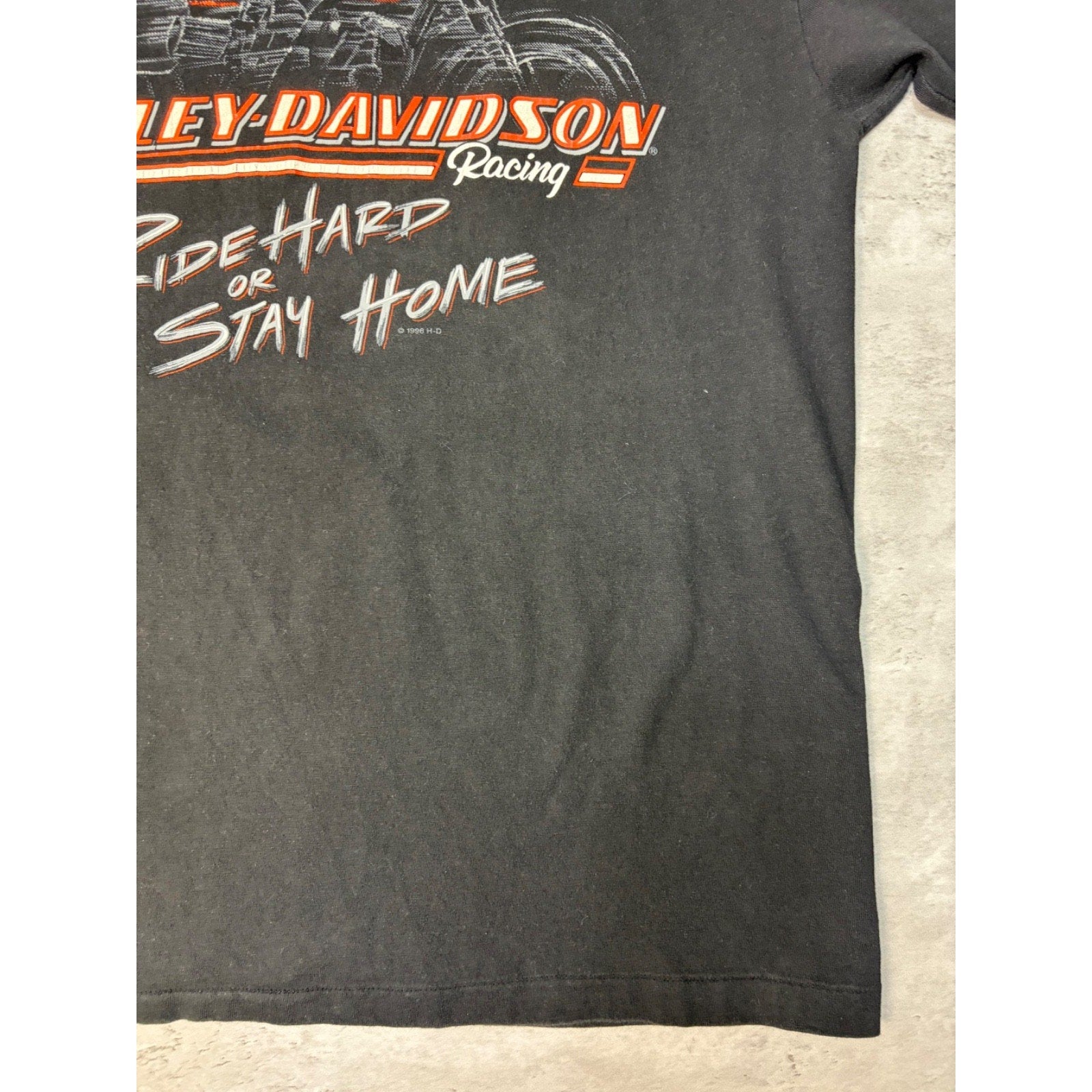 Vintage 1996 Harley Davidson Ride Hard Or Stay Home Motorcycle T-Shirt Sz Large