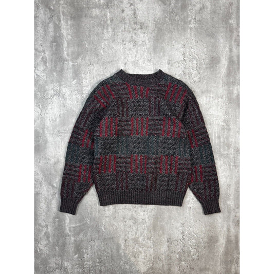 Vintage 90s Crossings Abstract Print Heavy Knit Pull Over Sweater Size XL