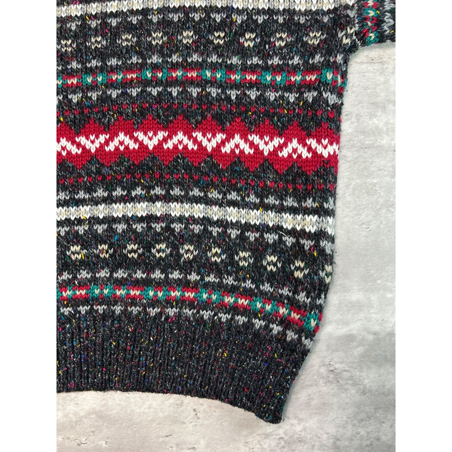 Vintage 90s Geometric Abstract Striped Pullover Ribbed Knit Sweater Size XL