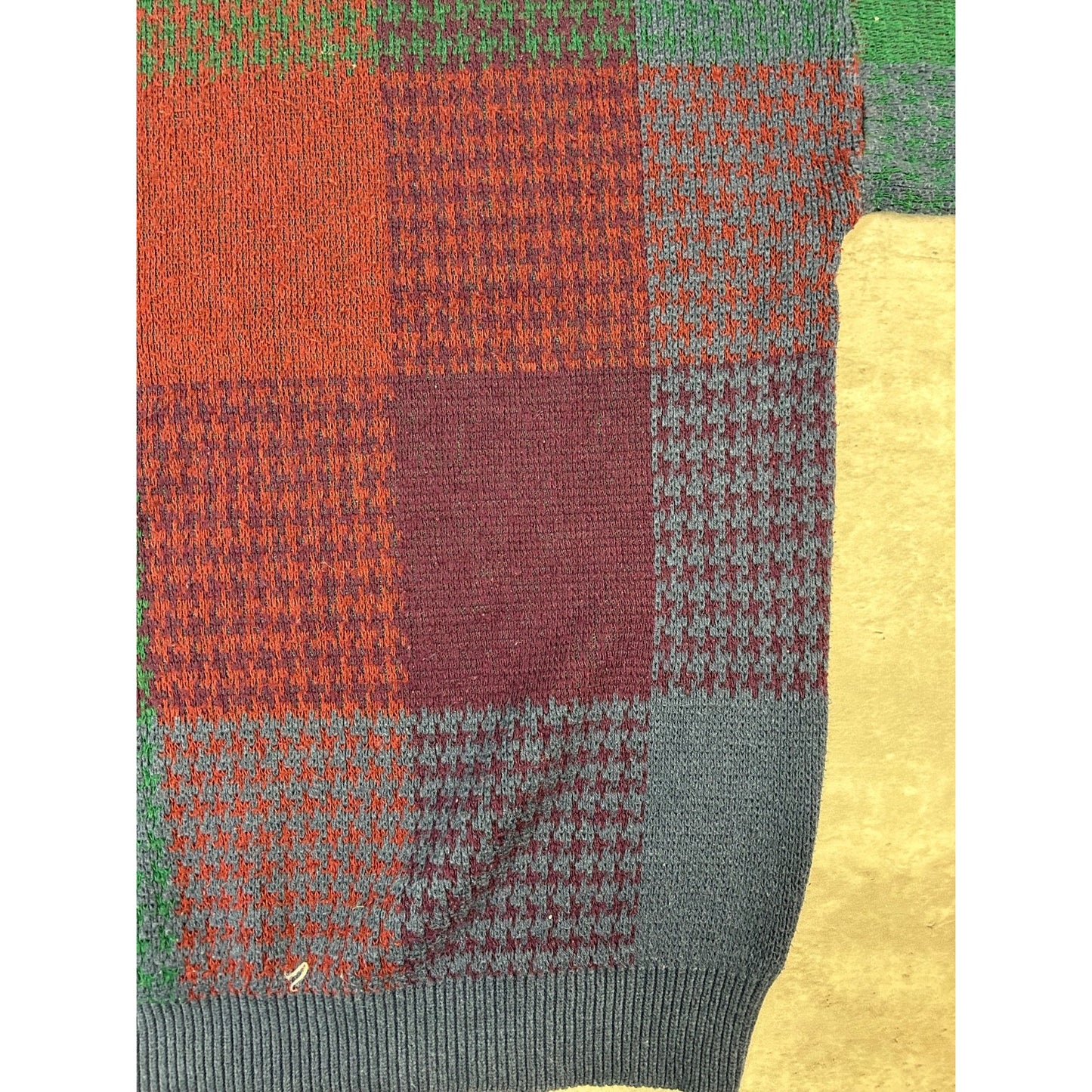 Vintage Enro Plaid Pattern Multicolour Knit Sweater Size LT