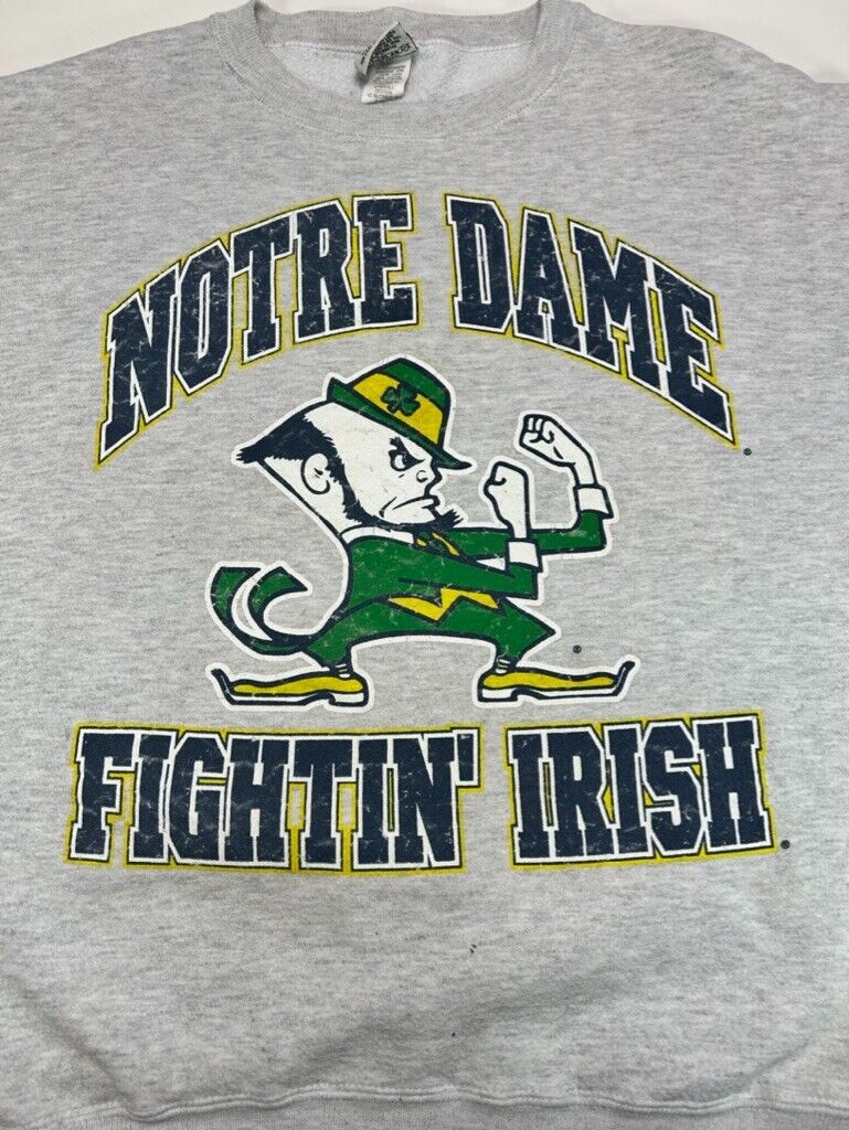 Vintage 90s Notre Dame Fighting Irish NCAA Mascot Graphic Sweatshirt Size XL