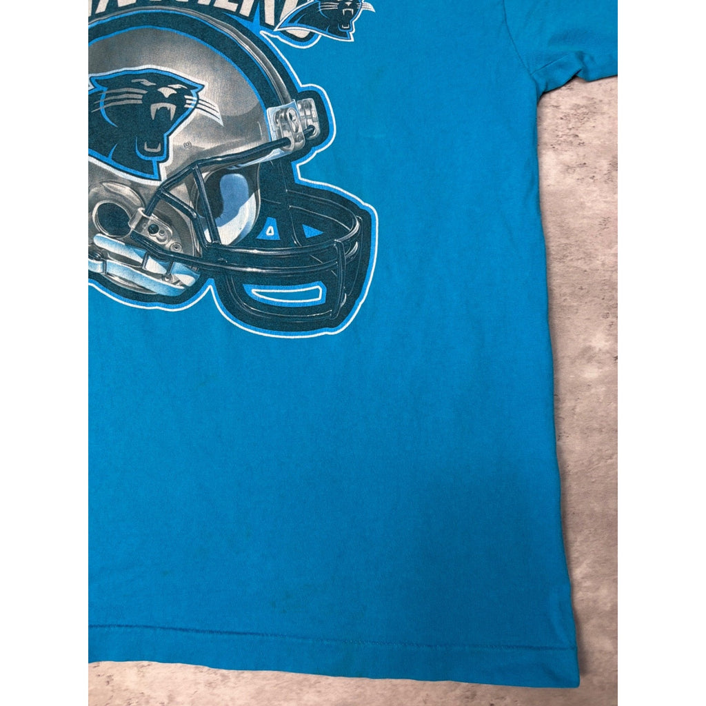 Vintage 90s Carolina Panthers NFL Big Helmet Graphic Football T-Shirt Size Large