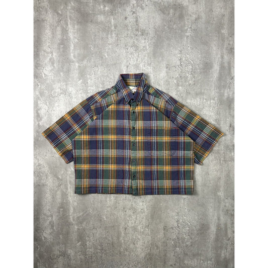 Vintage 90s Bahama Bahama Plaid Reworked Cropped Button Up Shirt Size Large