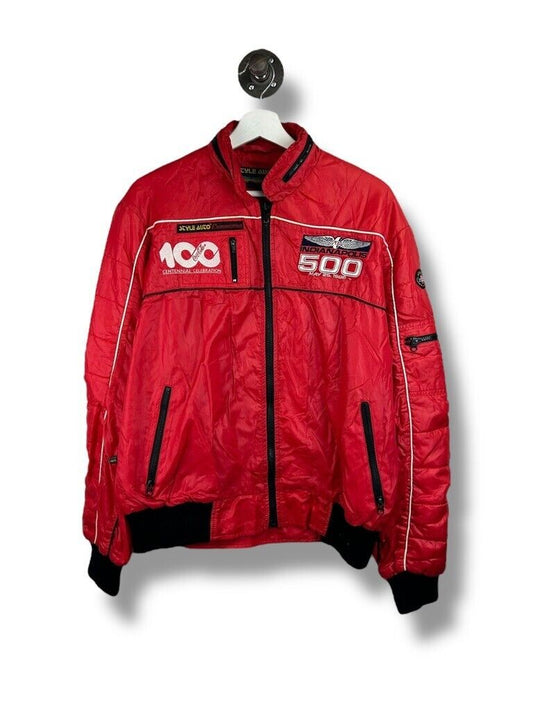 Vintage 1986 Indianapolis 500 Nylon Full Zip Racing Jacket Size Large Red