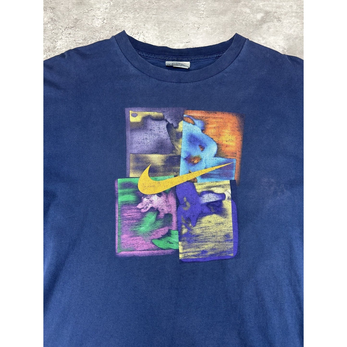 Vintage 90s Nike Abstract Swoosh Graphic Long Sleeve T-Shirt Size Large Blue