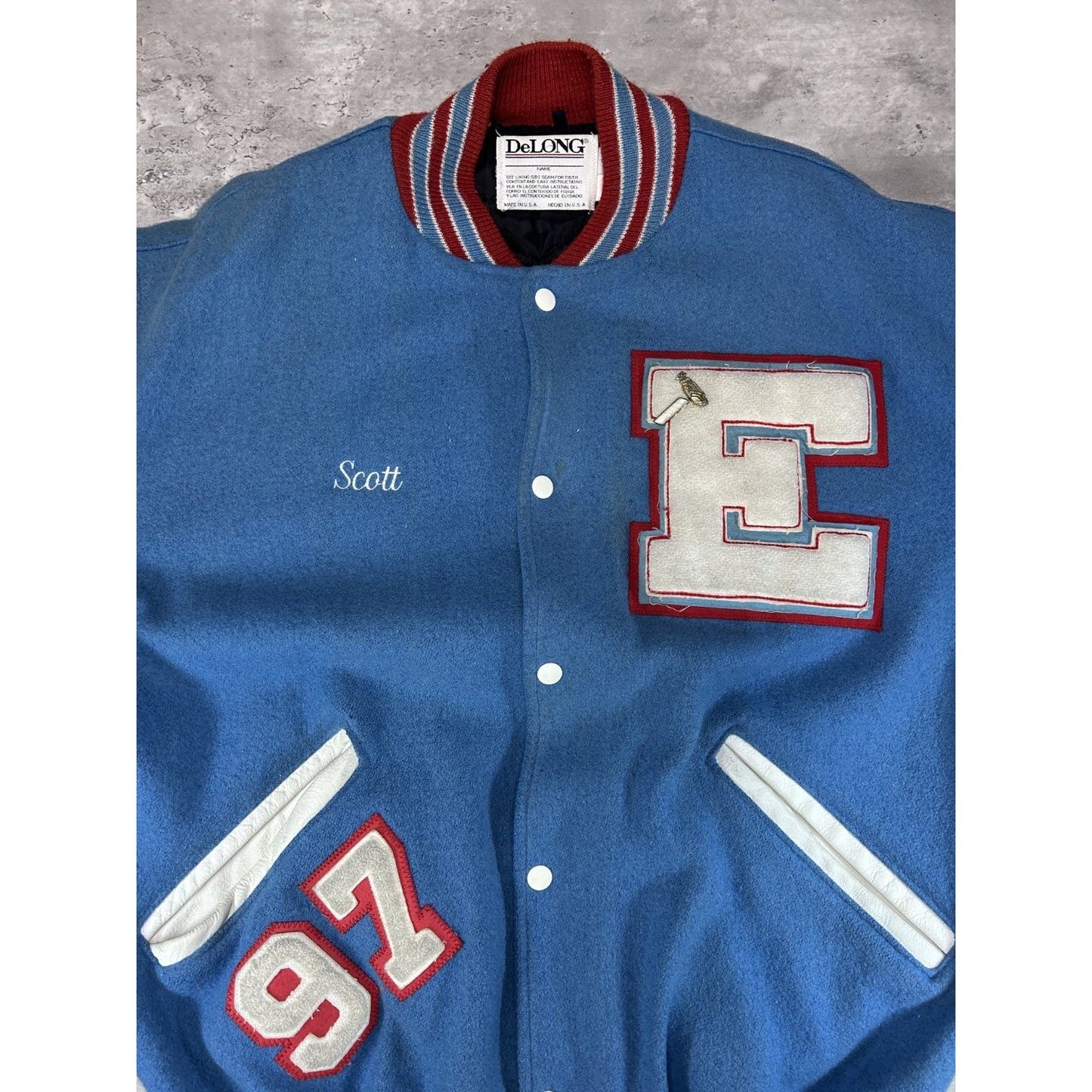 Vintage 80s/90s Eastwood Varsity Embroidered Patches Varsity Jacket Size LT