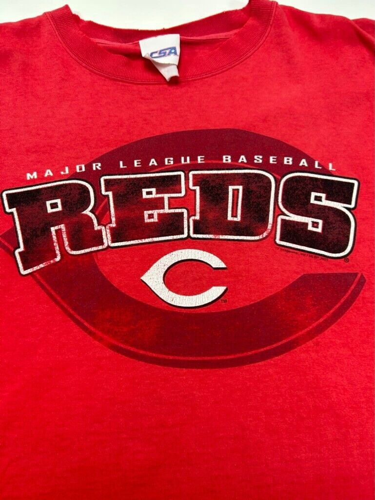 2005 Cincinnati Reds MLB Graphic Spellout Logo T-Shirt Size XL Red