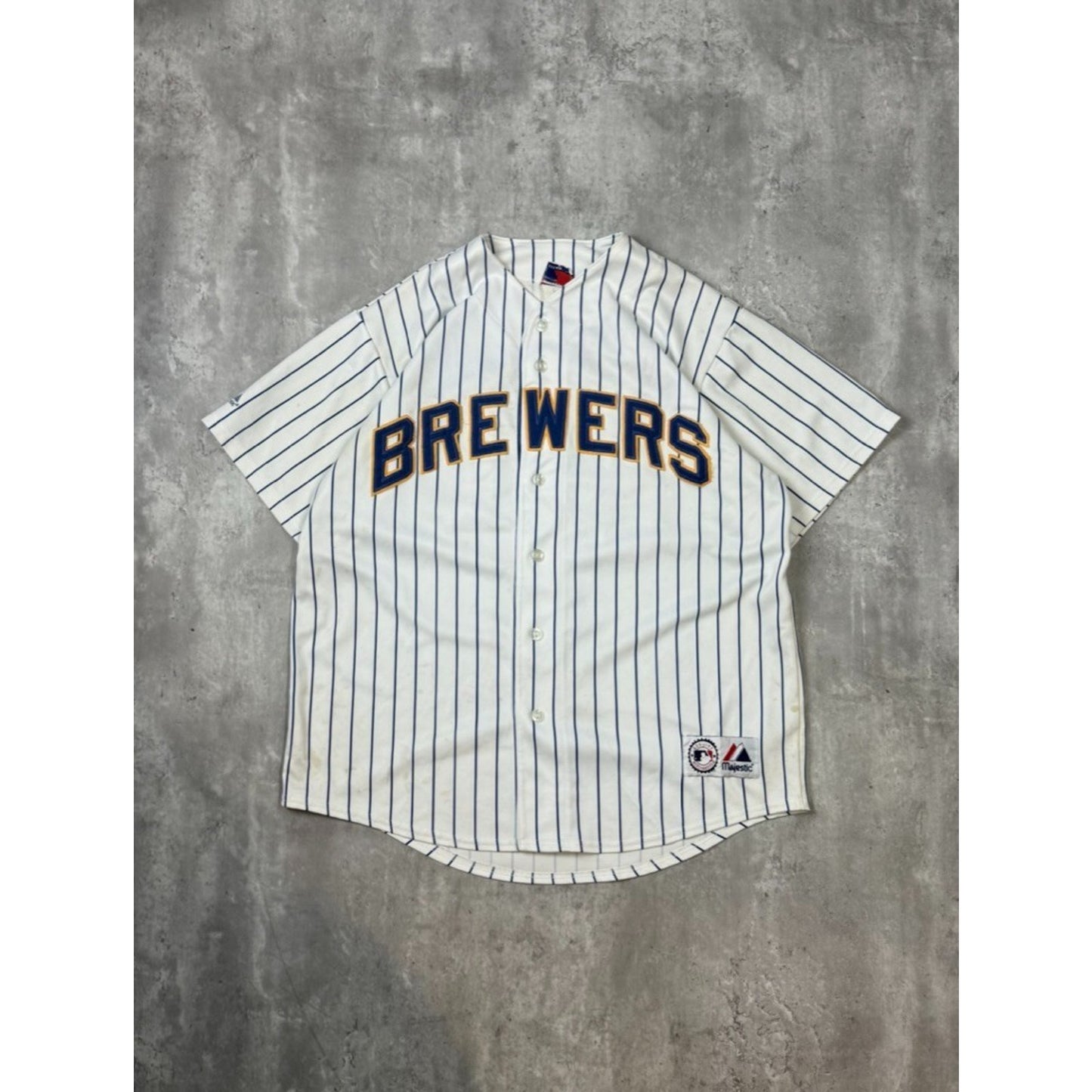 Vintage Prince Fielder #28 Milwaukee Brewers MLB Pinstripe Jersey Size XL