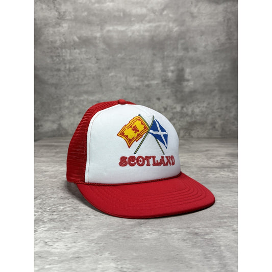 Vintage 80s/90s Scotland Flag Graphic Destination Trucker Snapback Hat OSFA