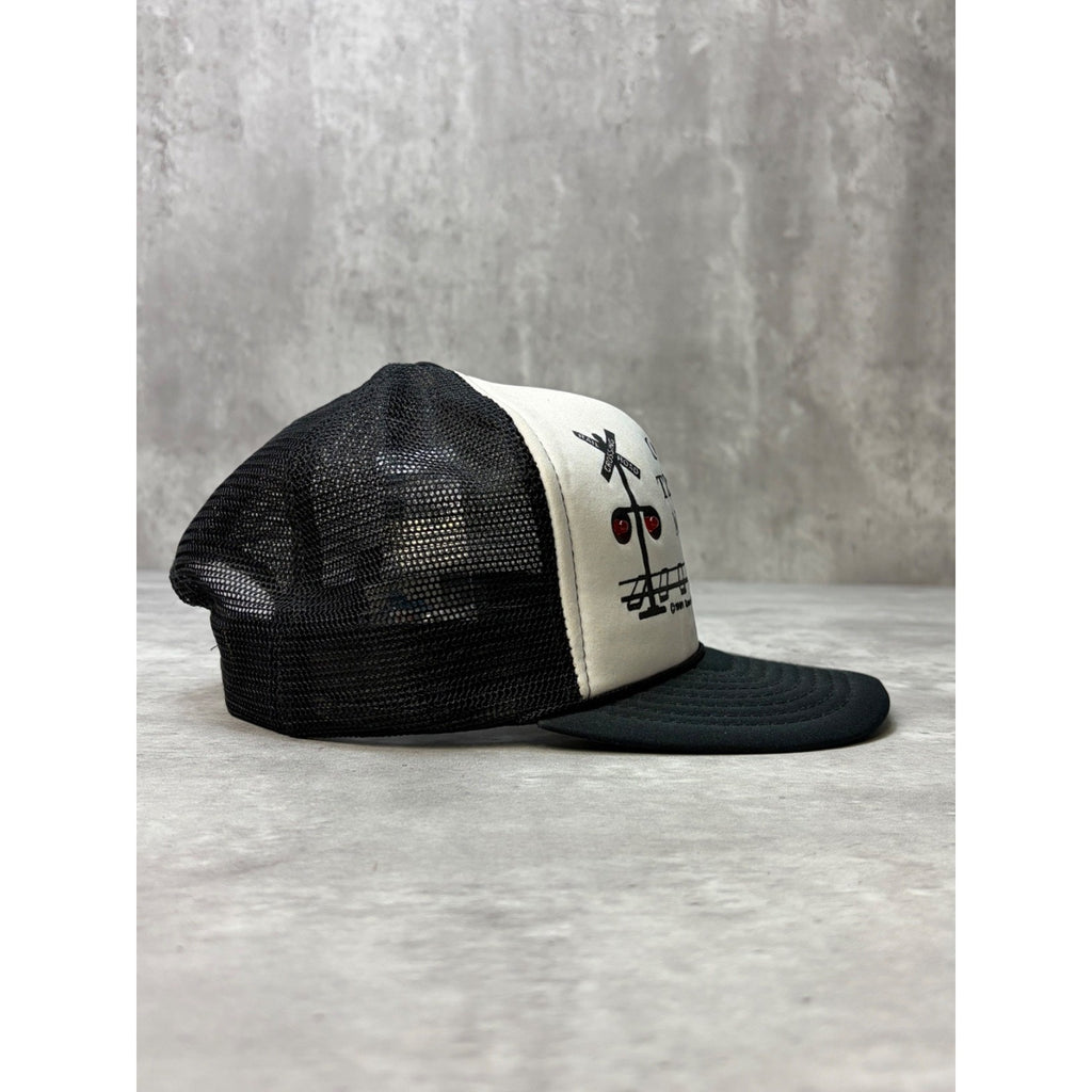 Vintage 1991 One Track Mind Railroad Crossing Light Up Trucker Snapback Hat OSFA