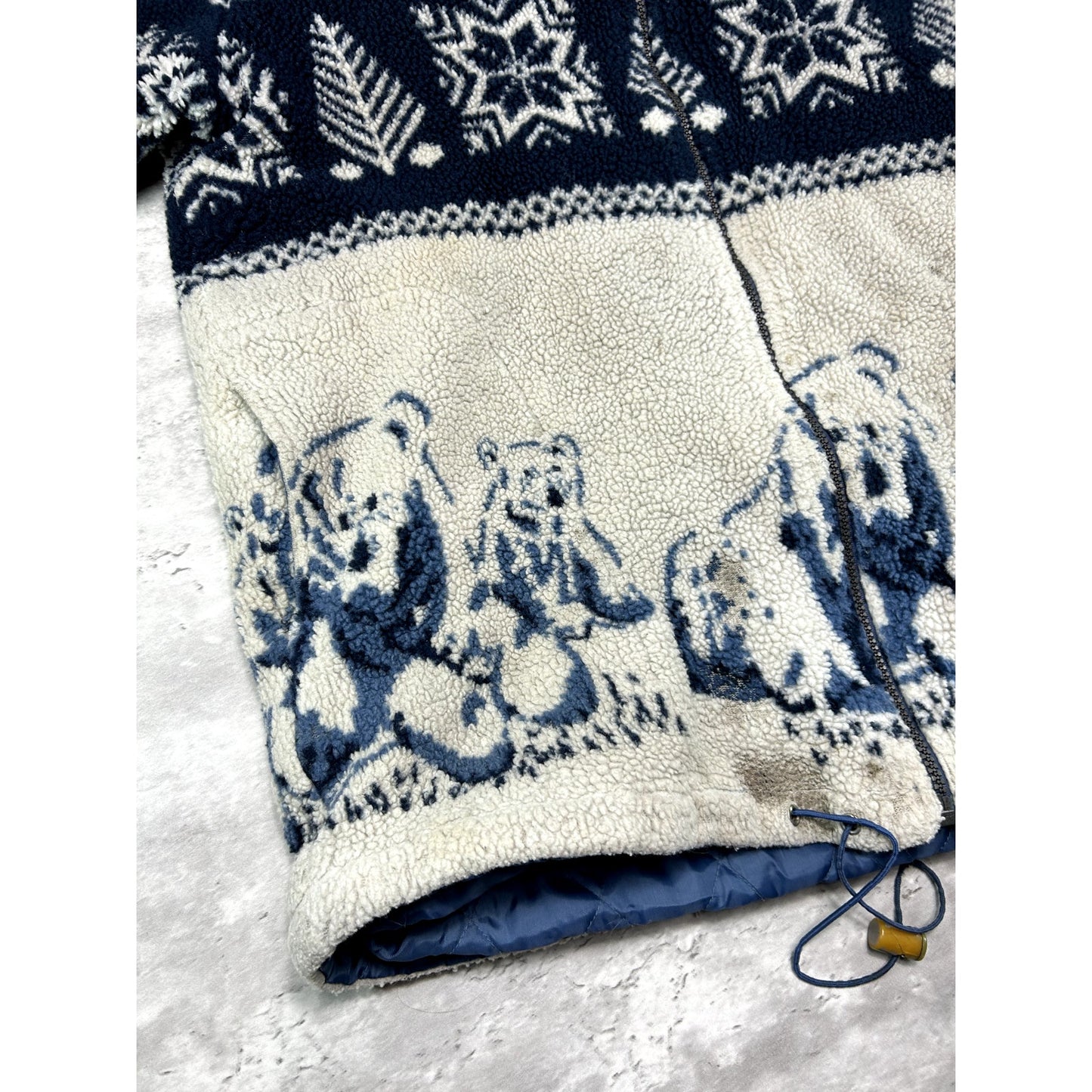 Vintage NY Classics Polar Bear Winter Print Insulated Fleece Jacket Size Large