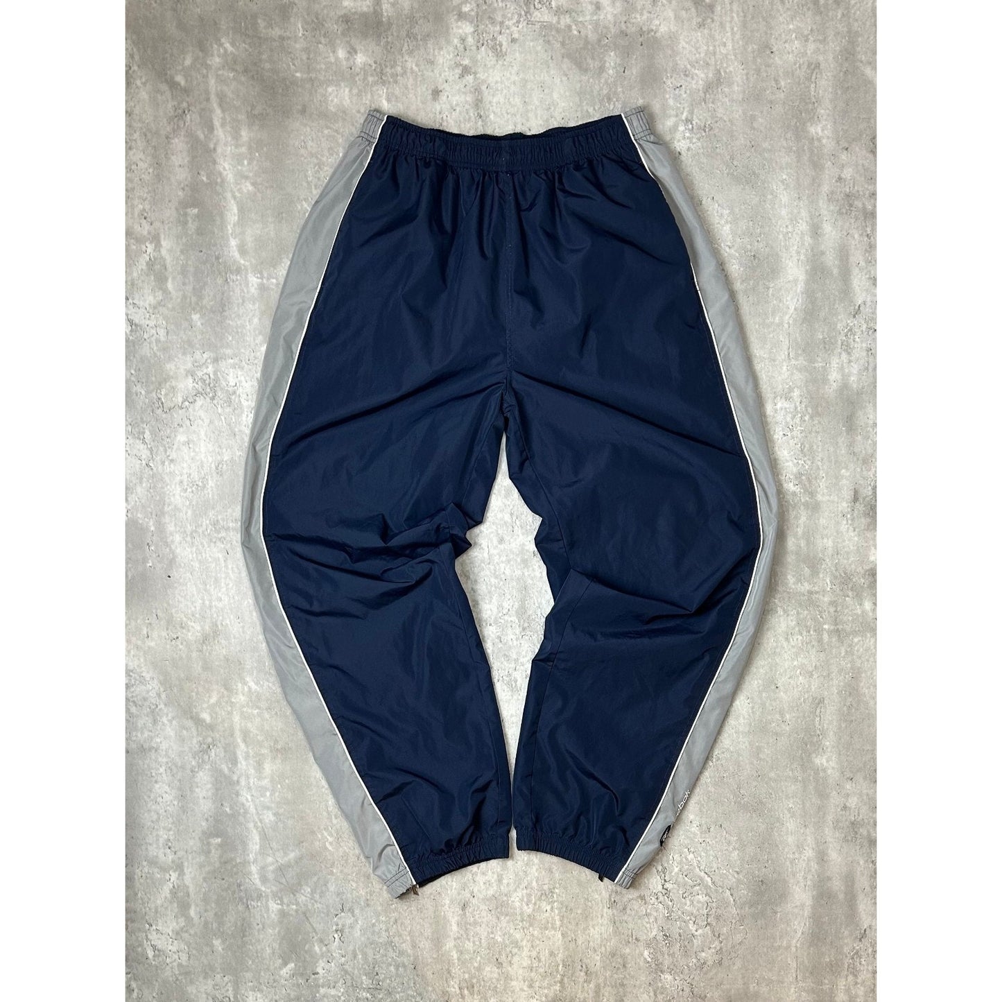 Vintage 2000s Reebok Embroidered Logo Nylon Track Pants Size XL Navy Blue