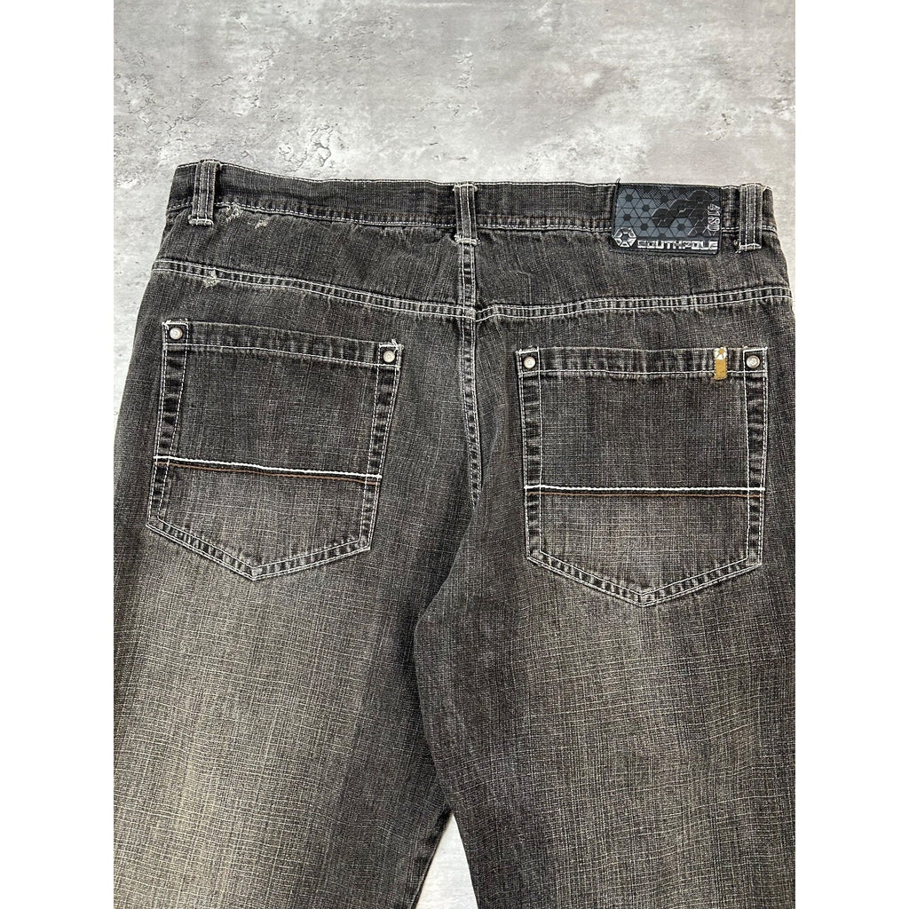 Vintage Y2K Southpole Faded Baggy Fit Black Denim Pants Size 42