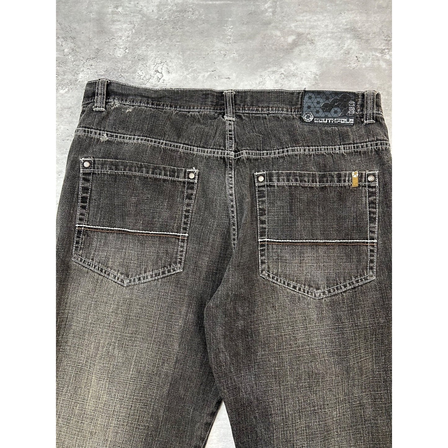 Vintage Y2K Southpole Faded Baggy Fit Black Denim Pants Size 42