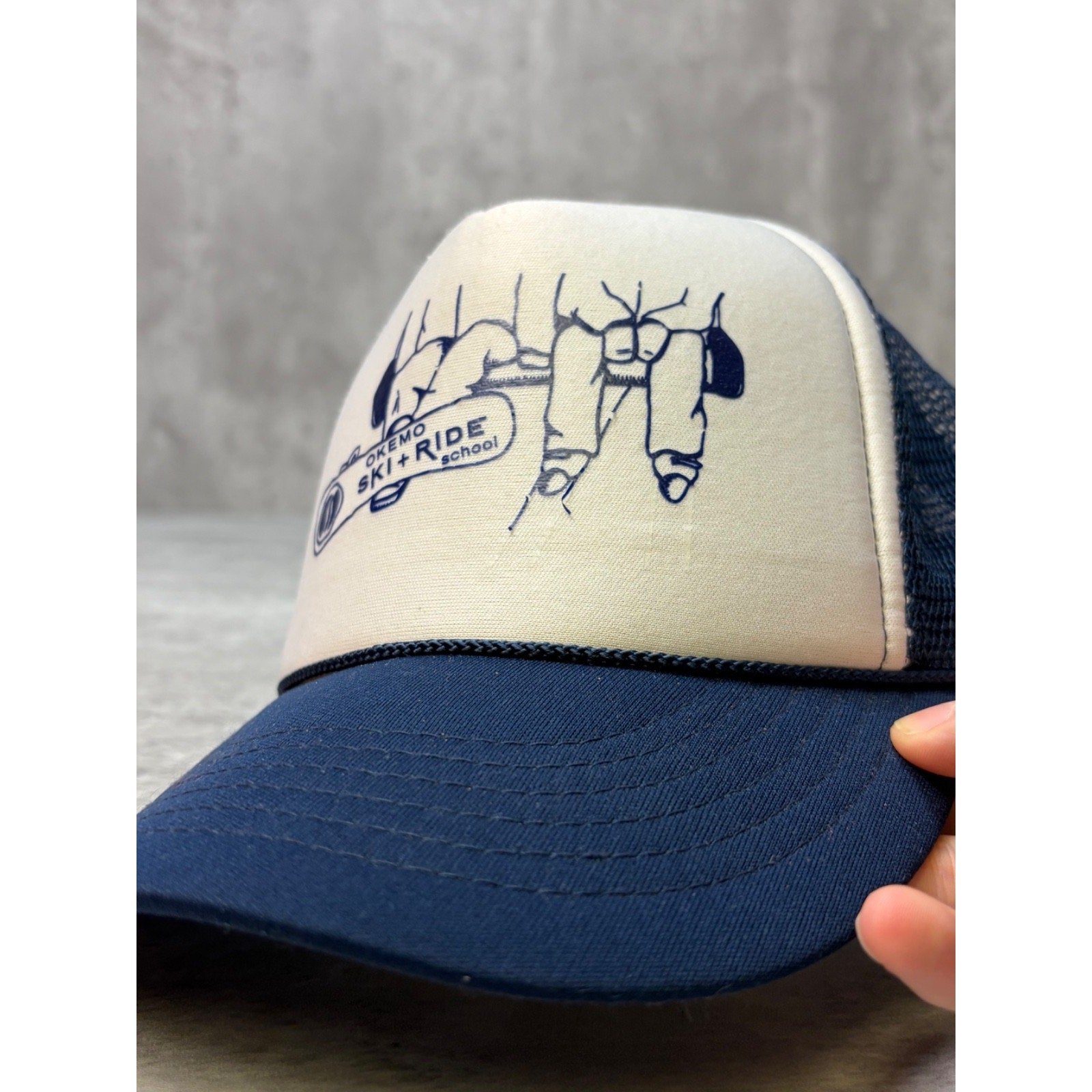 Vintage 80s/90s Okemo Ski Ride Graphic Destination Trucker Snapback Hat OSFA