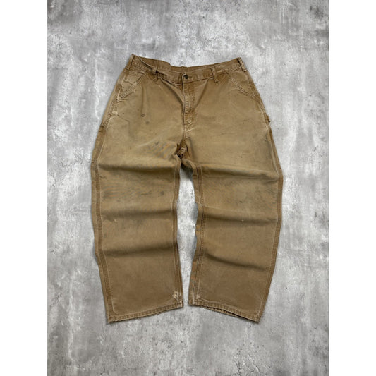 Vintage Carhartt Canvas Workwear Carpenter Pants Size 35 Beige