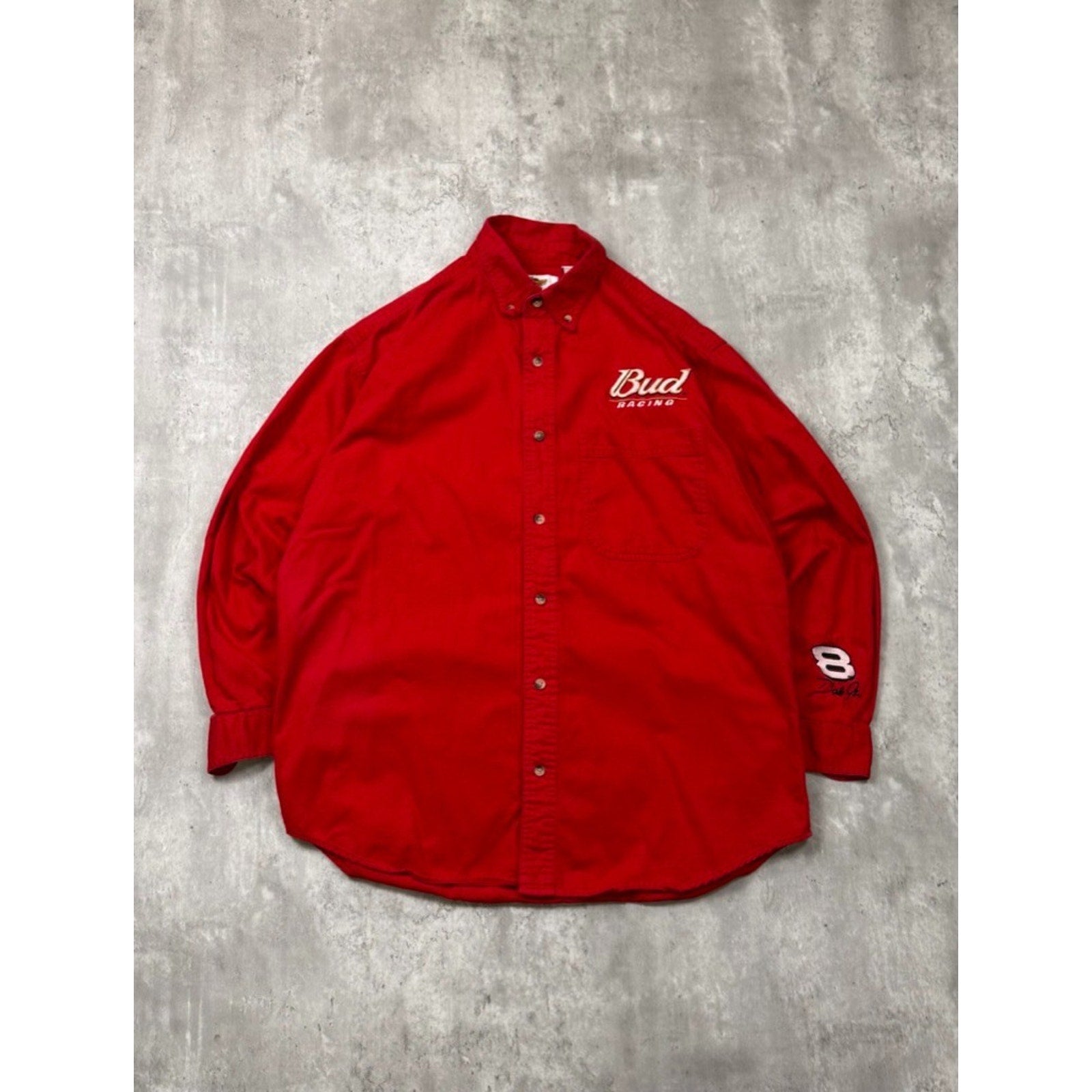 Vintage Dale Earnhardt Jr #8 Budweiser Nascar Racing Button Up Shirt Size Medium