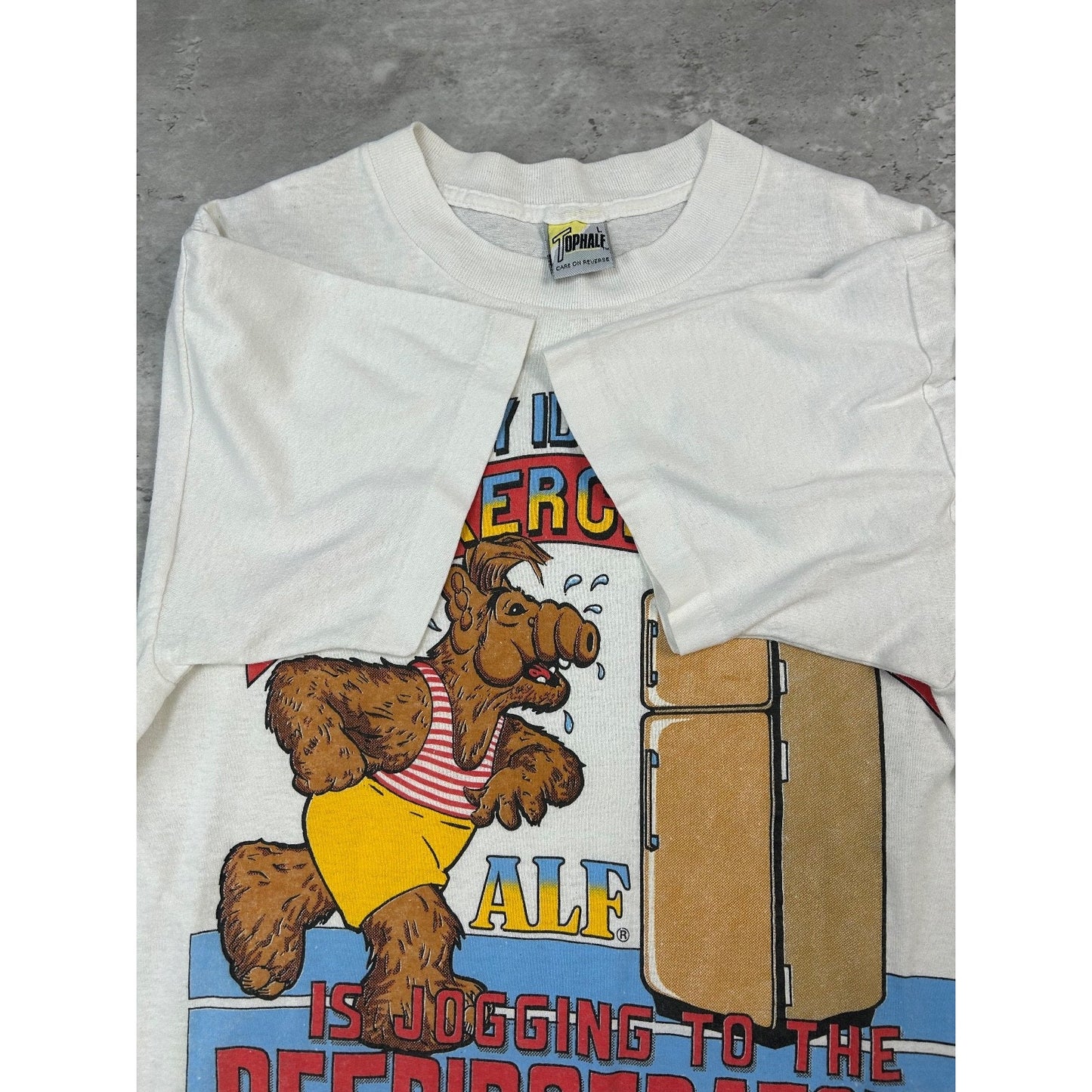 Vintage 1988 Alf My Idea Of Exercise Cartoon Character Graphic T-Shirt Sz Large
