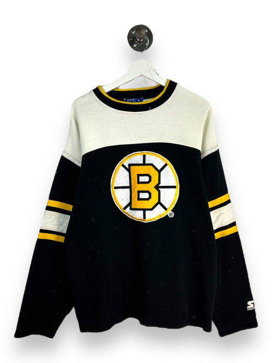 Vintage 90s Boston Bruins NHL Jersey Style Knit Starter Hockey Sweater Size XL