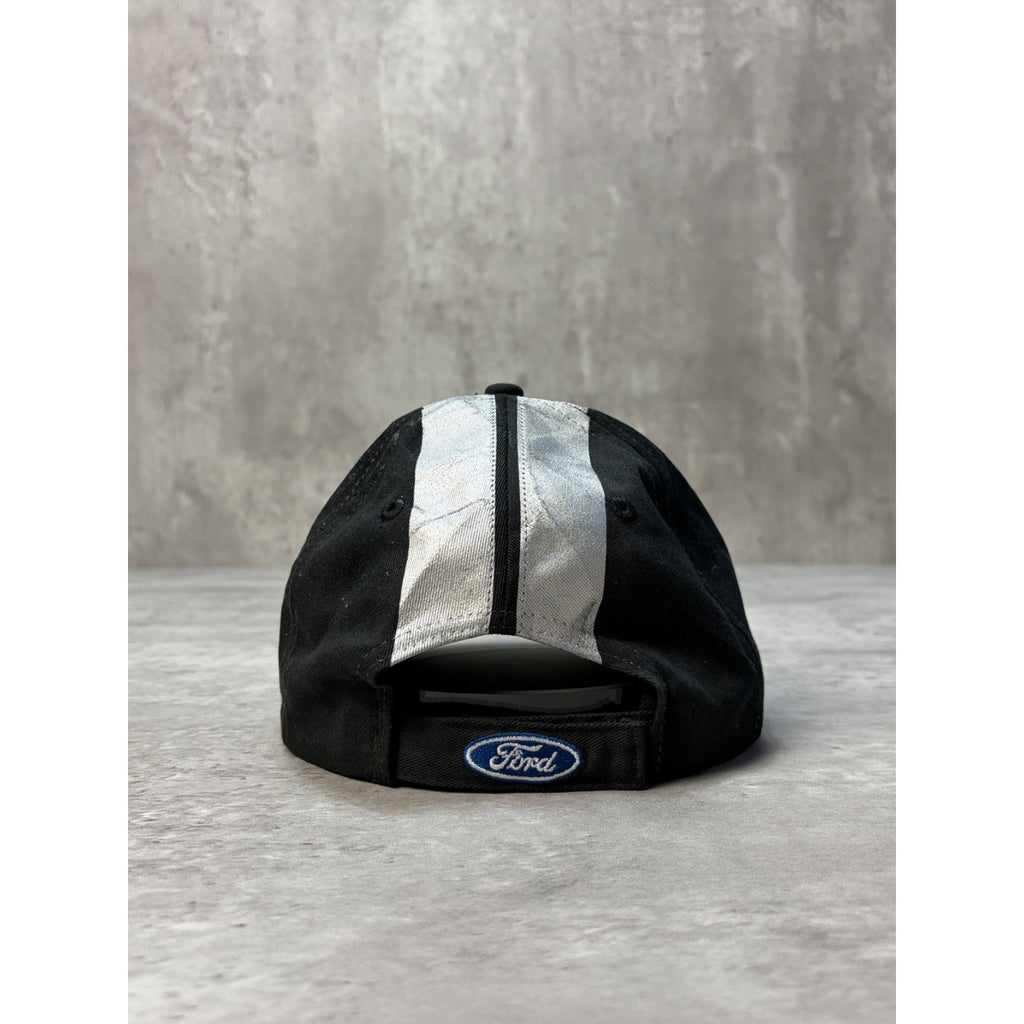 Vintage Ford Mustang Embroidered Logo Racing Stripe Strapback Hat OSFA