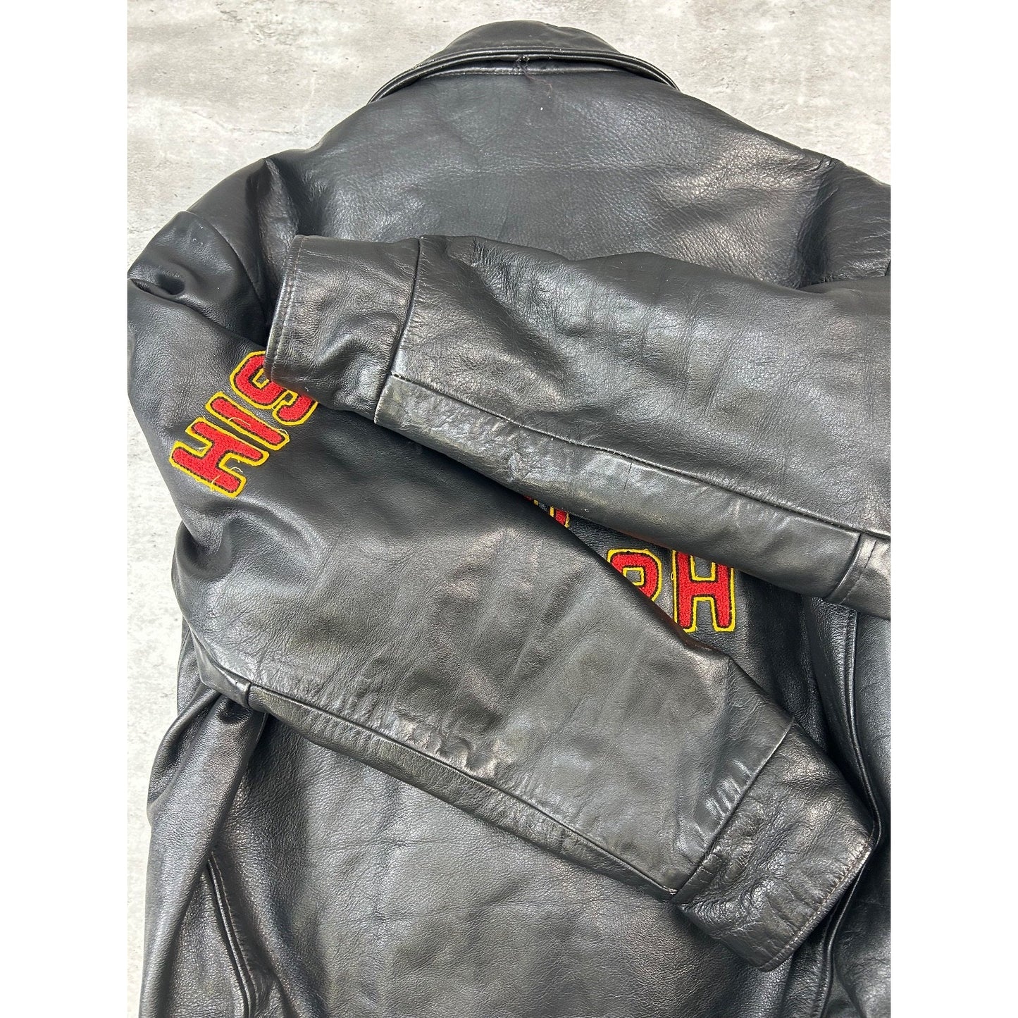 Vintage 1988 University Of Guelph Collegiate Leather Bomber Jacket Size Large
