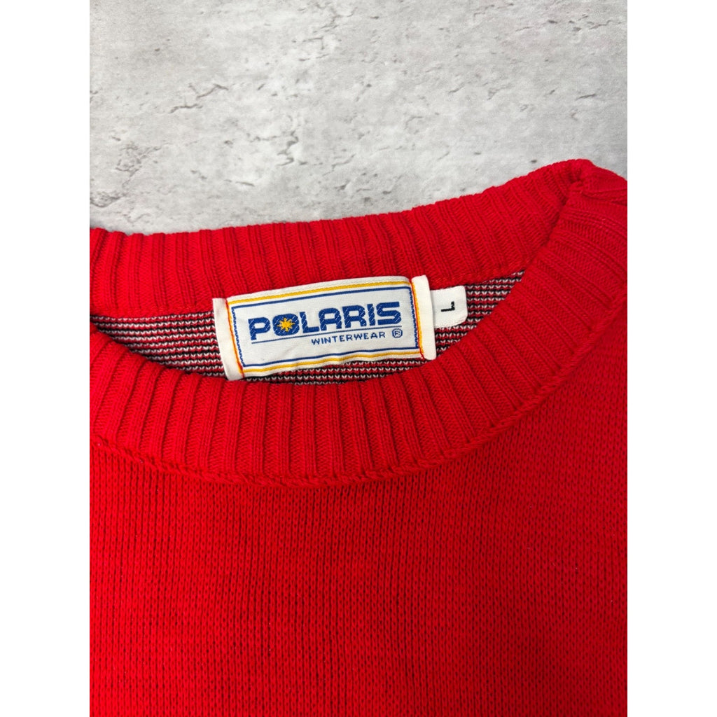 Vintage 80s Polaris Indy Spellout Graphic Pullover Knit Sweater Size Large