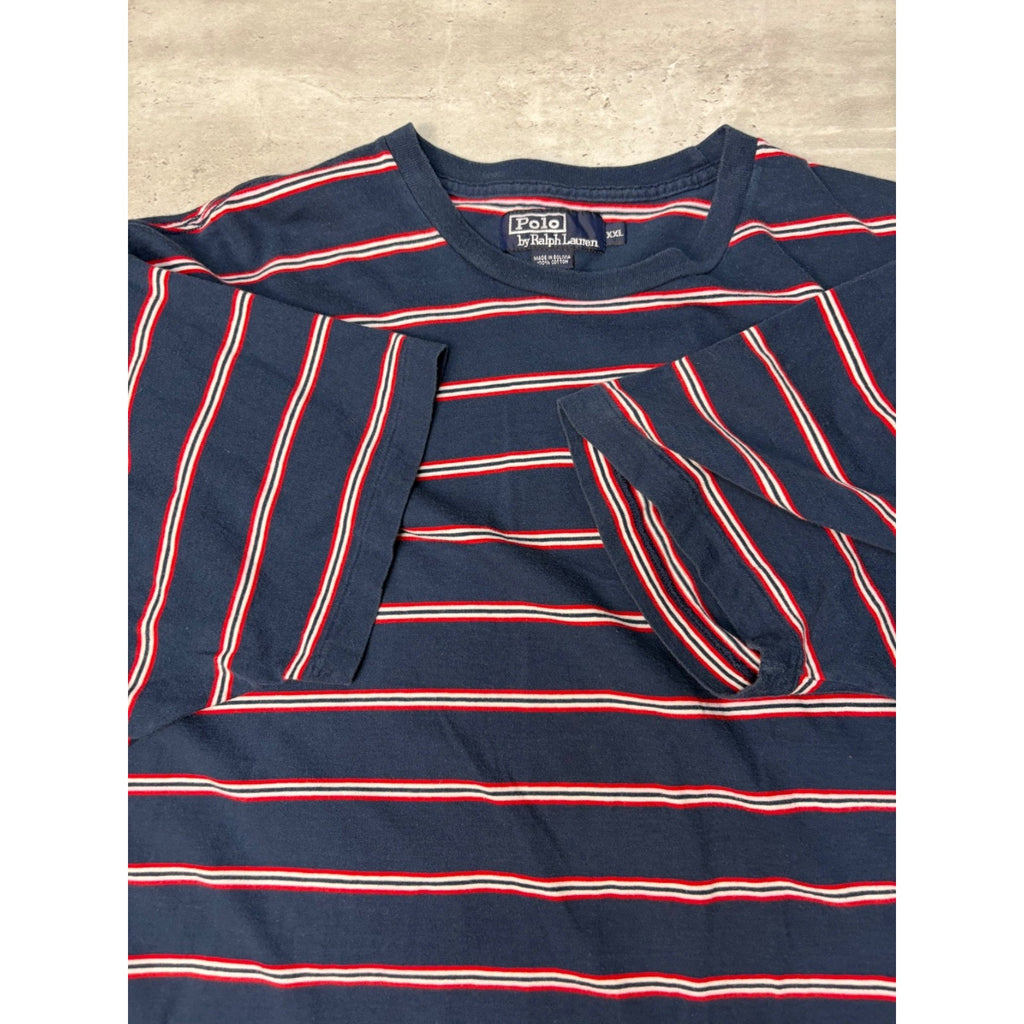 Vintage Polo Ralph Lauren Embroidered Pony Striped T-Shirt Size 2XL