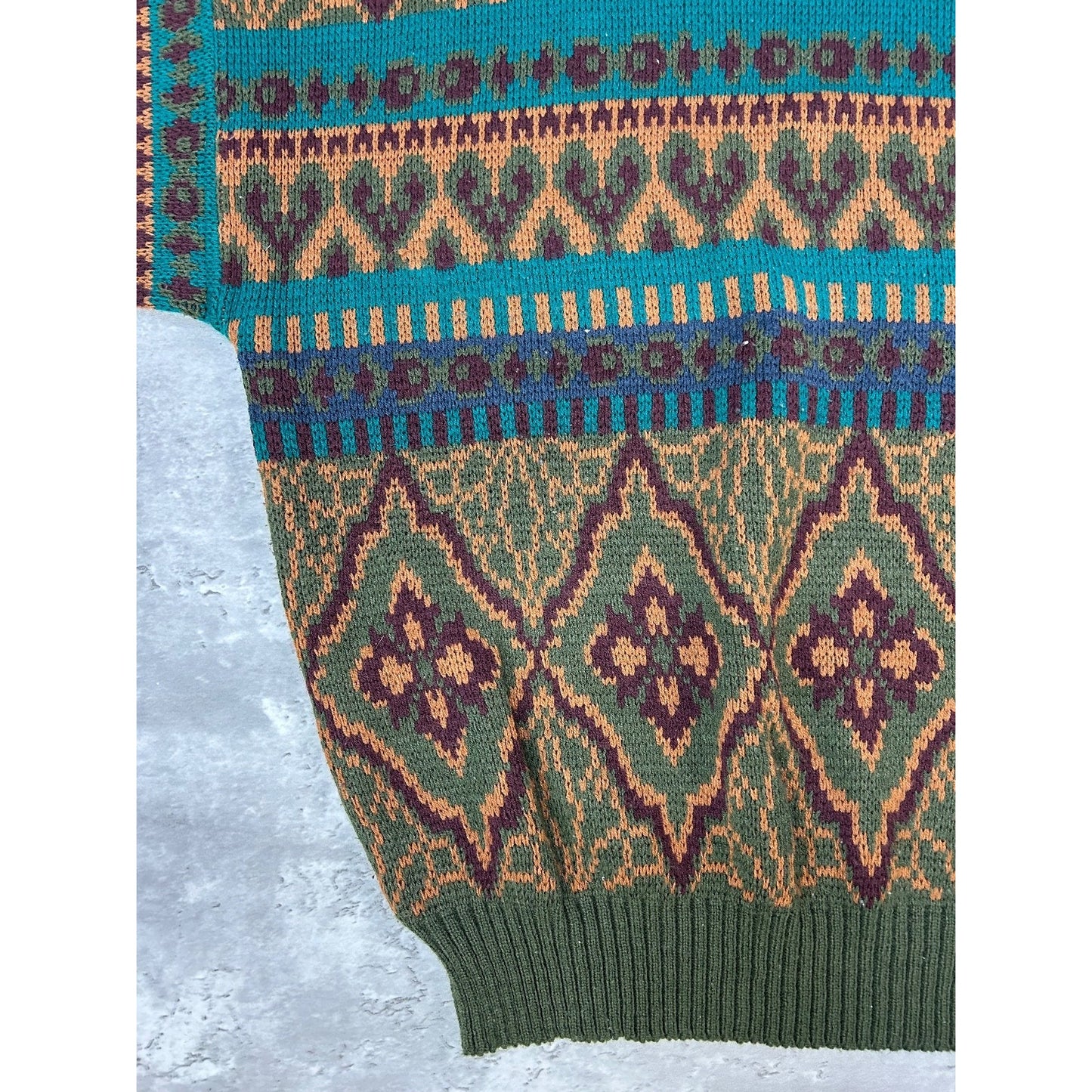 Vintage 90s Celebrity Club Abstract Striped Pullover Knit Sweater Size XL