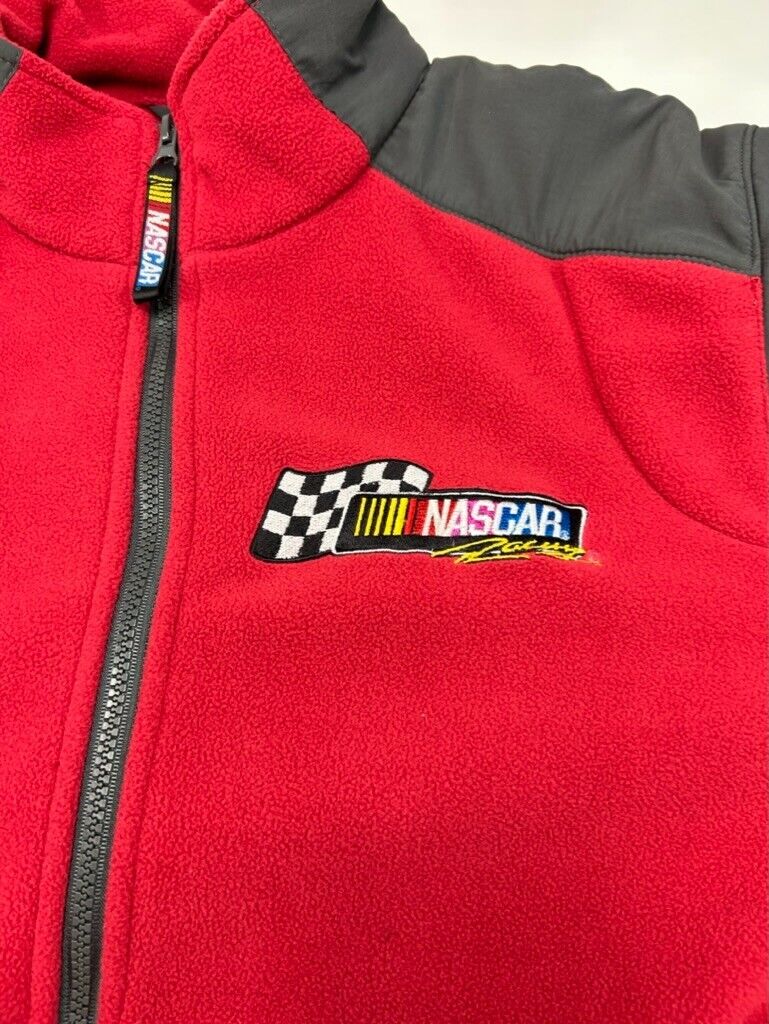 Vintage Nascar Racing Embroidered Spellout Full Zip Fleece Sweatshirt Size Large