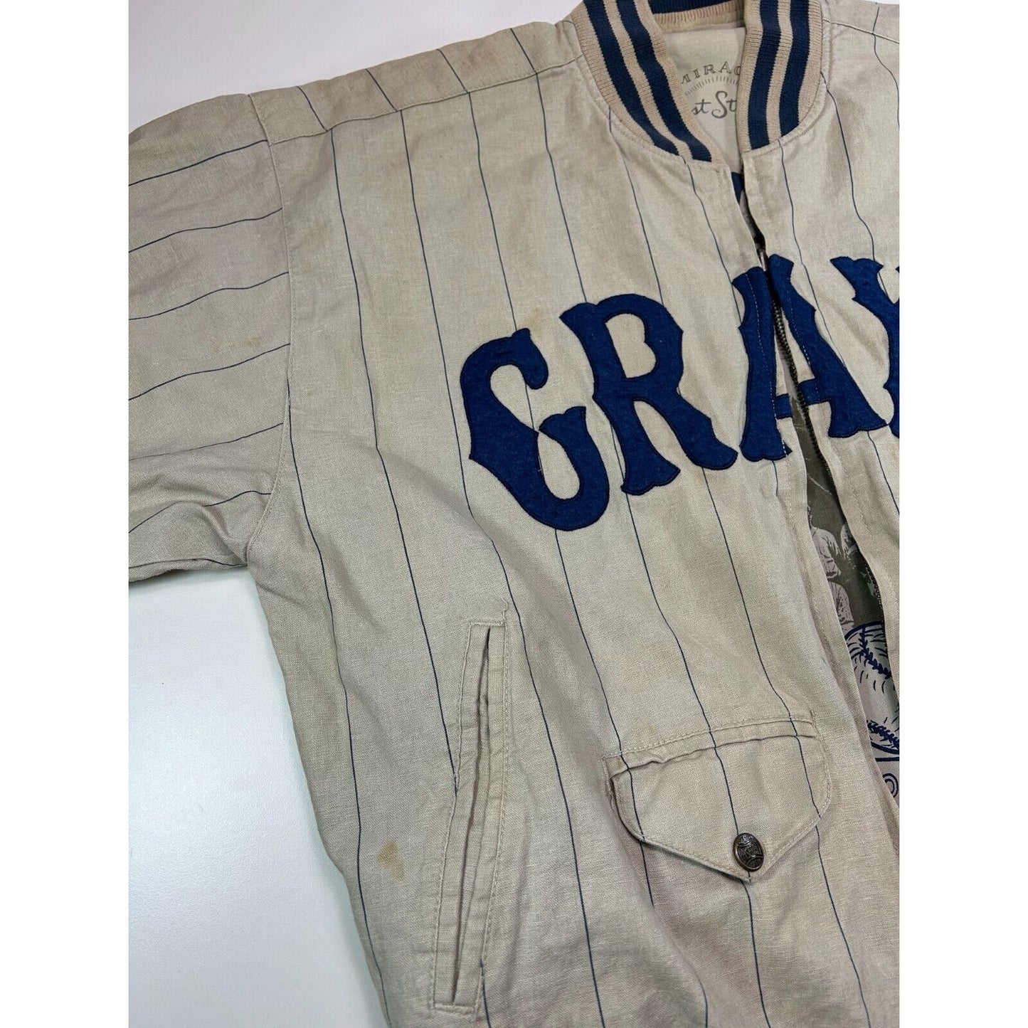 Vintage Homestead Grays NLBM Reversible Varsity Bomber Jacket Size Medium