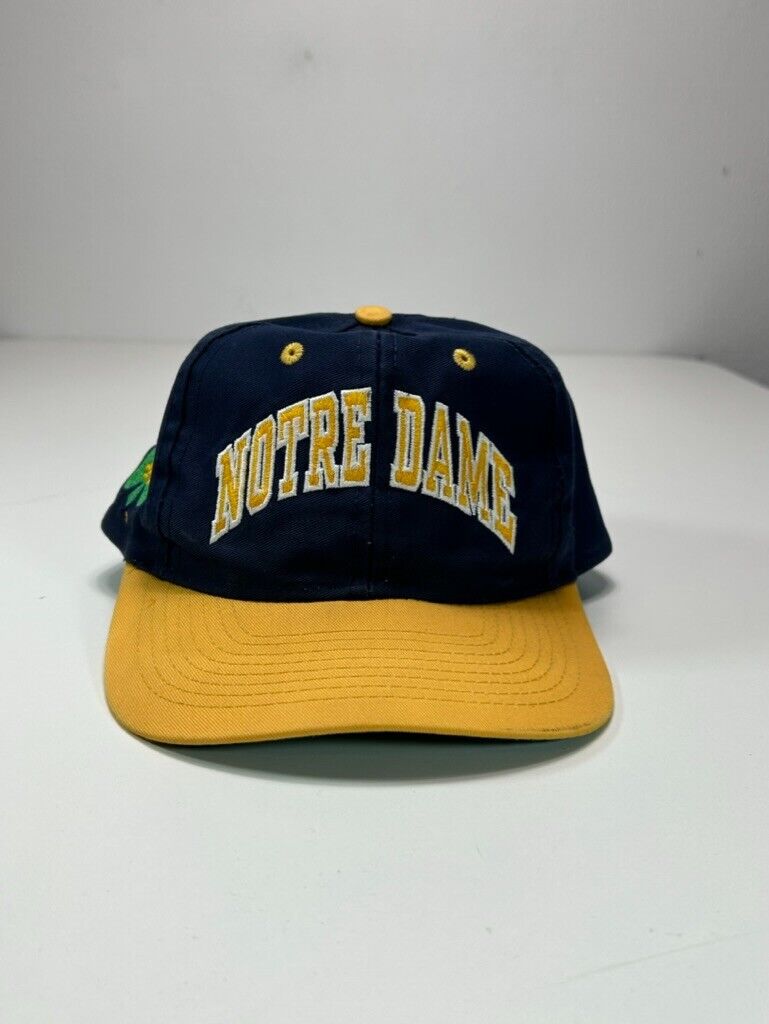 Vintage 90s Notre Dame Fighting Irish NCAA Arc Block Spell Out Snapback Hat OSFA