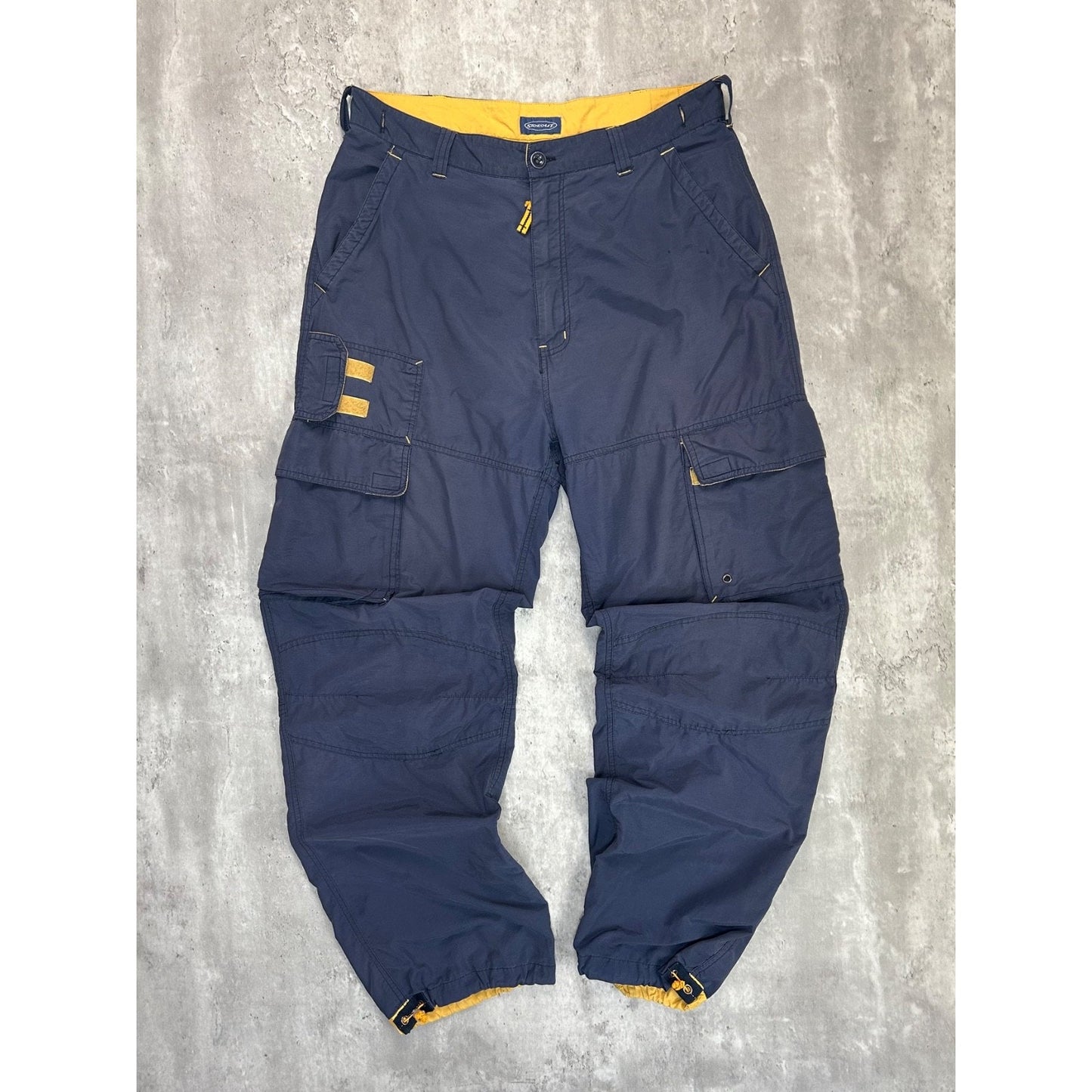 Vintage Y2K Sideout Nylon Cargo Windbreaker Pants Size 34 Blue