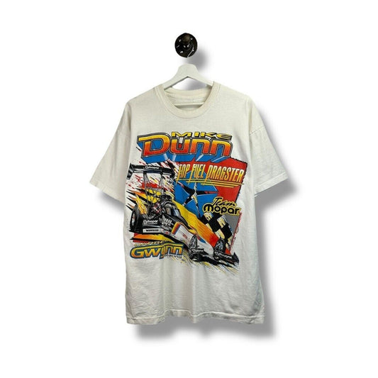 Vintage 90s Mike Dunn Top Fuel Dragster Big Racer Graphic T-Shirt Size XL