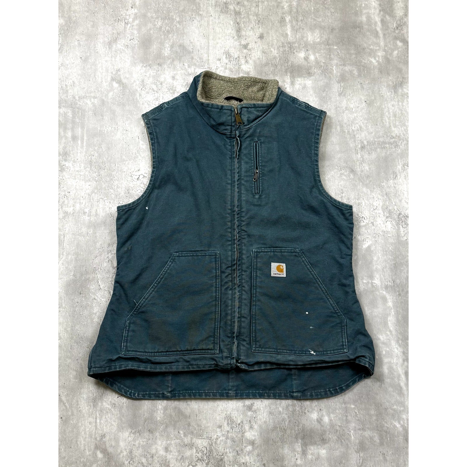 Vintage Womens Carhartt Sherpa Lined Full Zip Workwear Vest Jacket Size Large