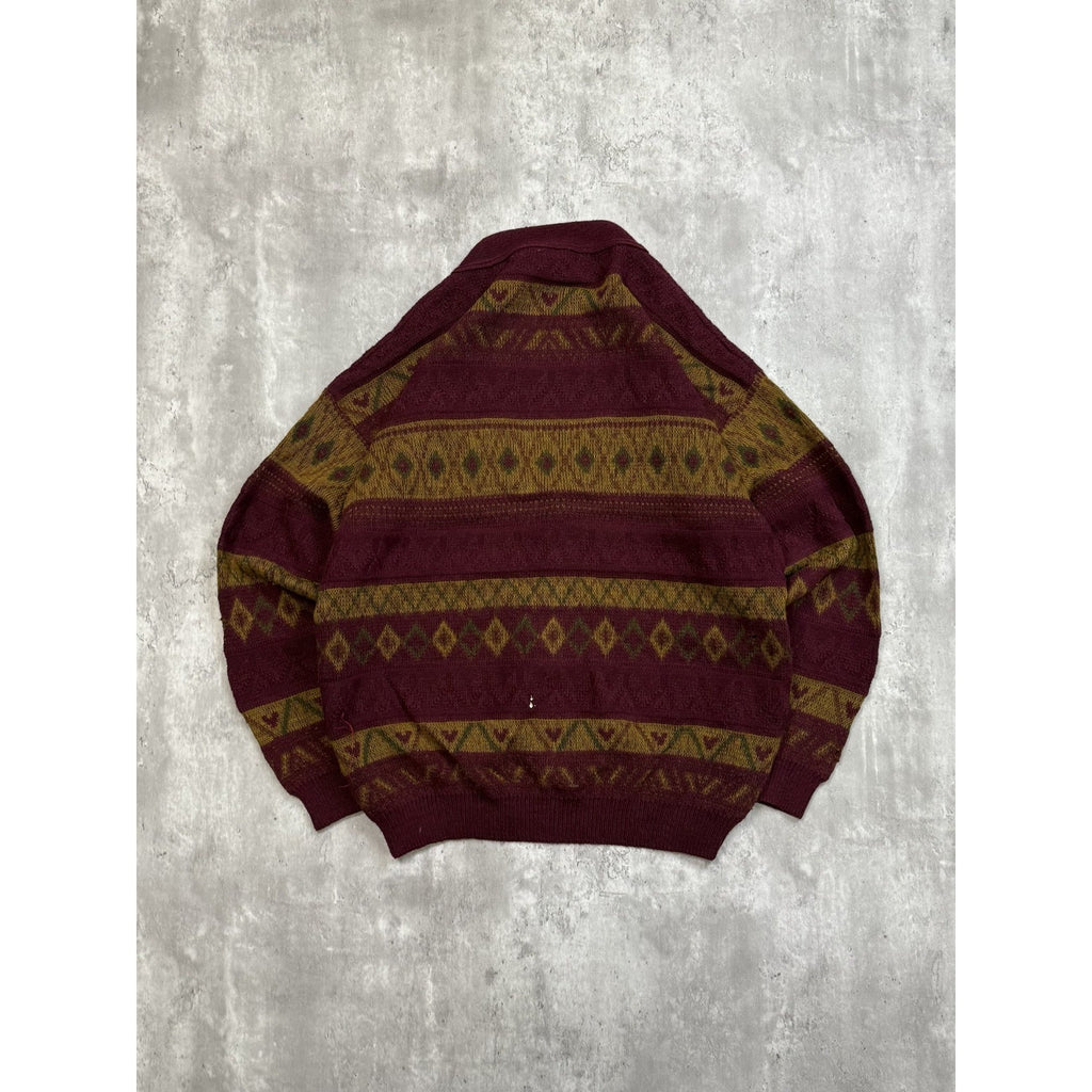 Vintage 90s Modango Geometric Striped Knit Cardigan Sweater Size XL