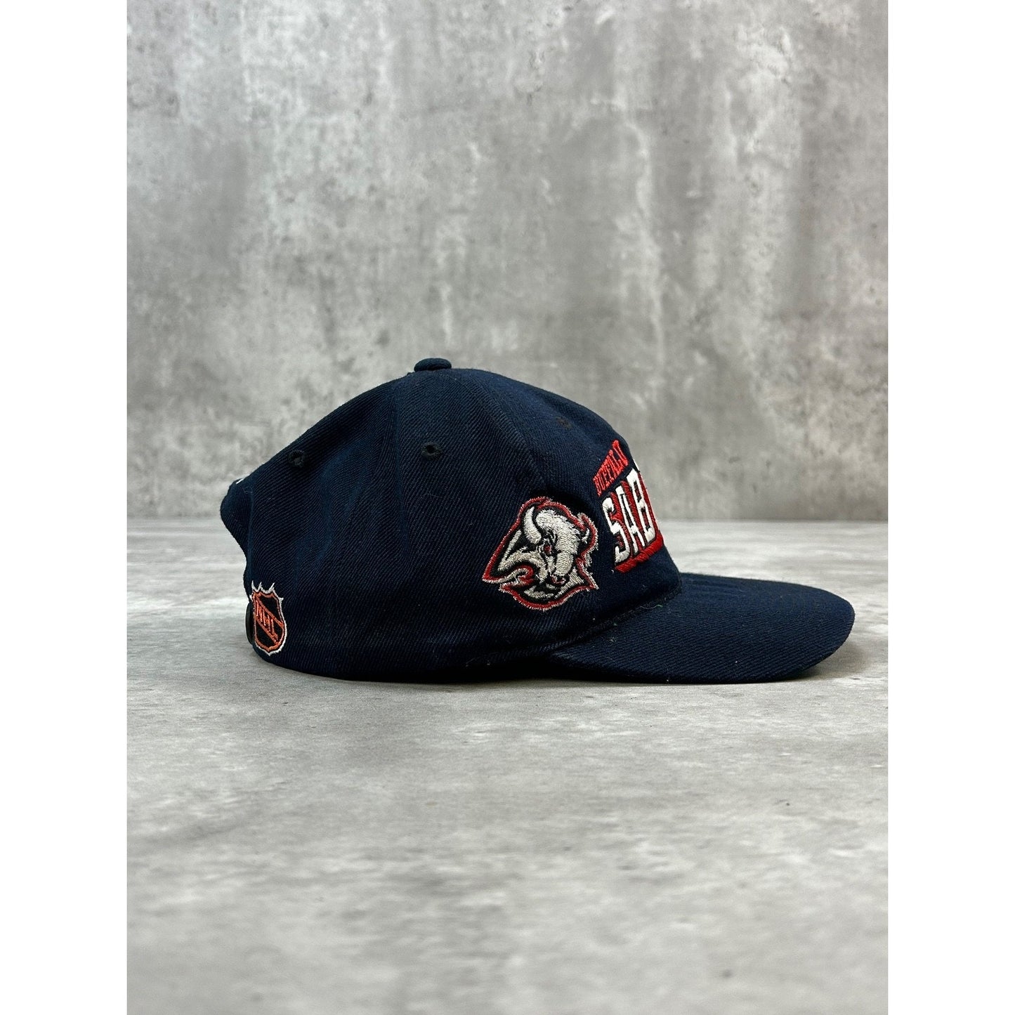 Vintage Buffalo Sabres NHL Sports Specialties Shadow Spellout Snapback Hat OSFA