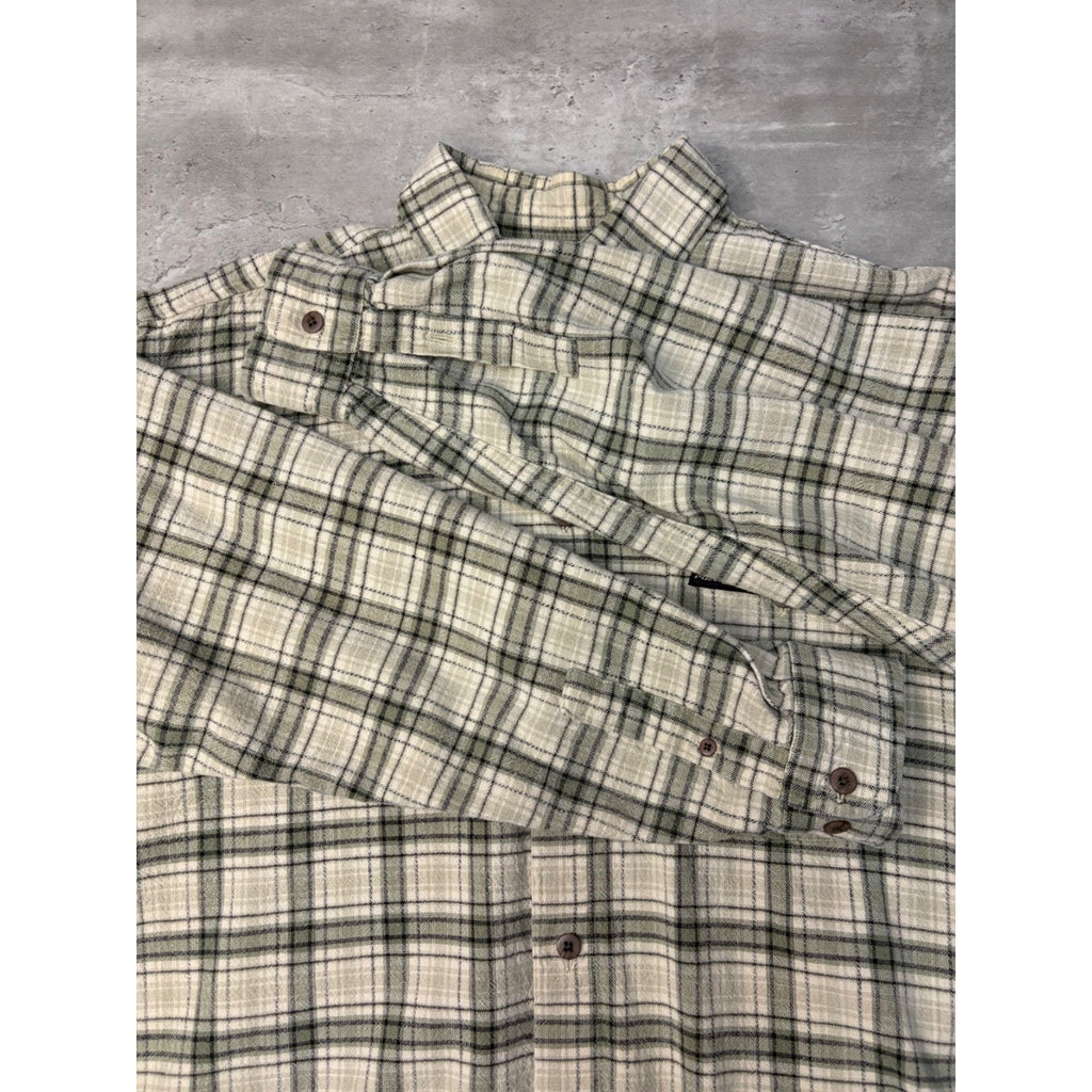 VTG Point Zero Single Pocket Plaid Reworked Cropped Button Up Shirt Size Large