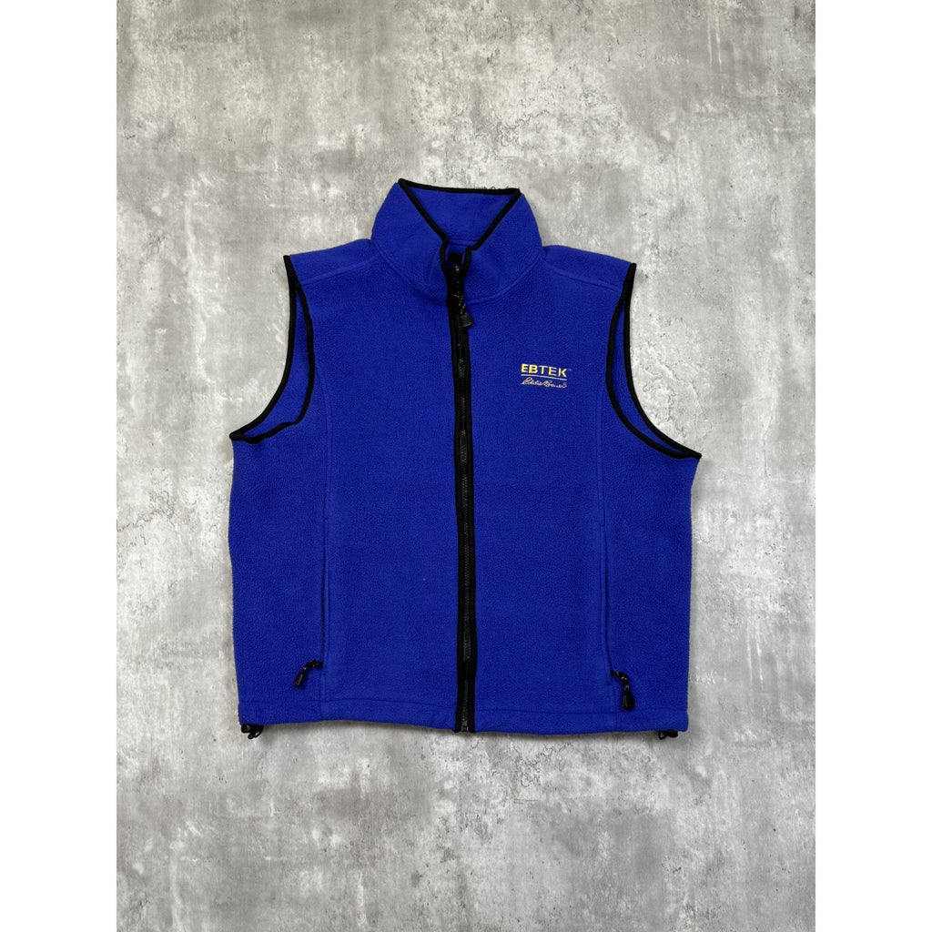 Vintage Eddie Bauer EBTEK Embroidered Spellout Fleece Vest Sweatshirt Size Small