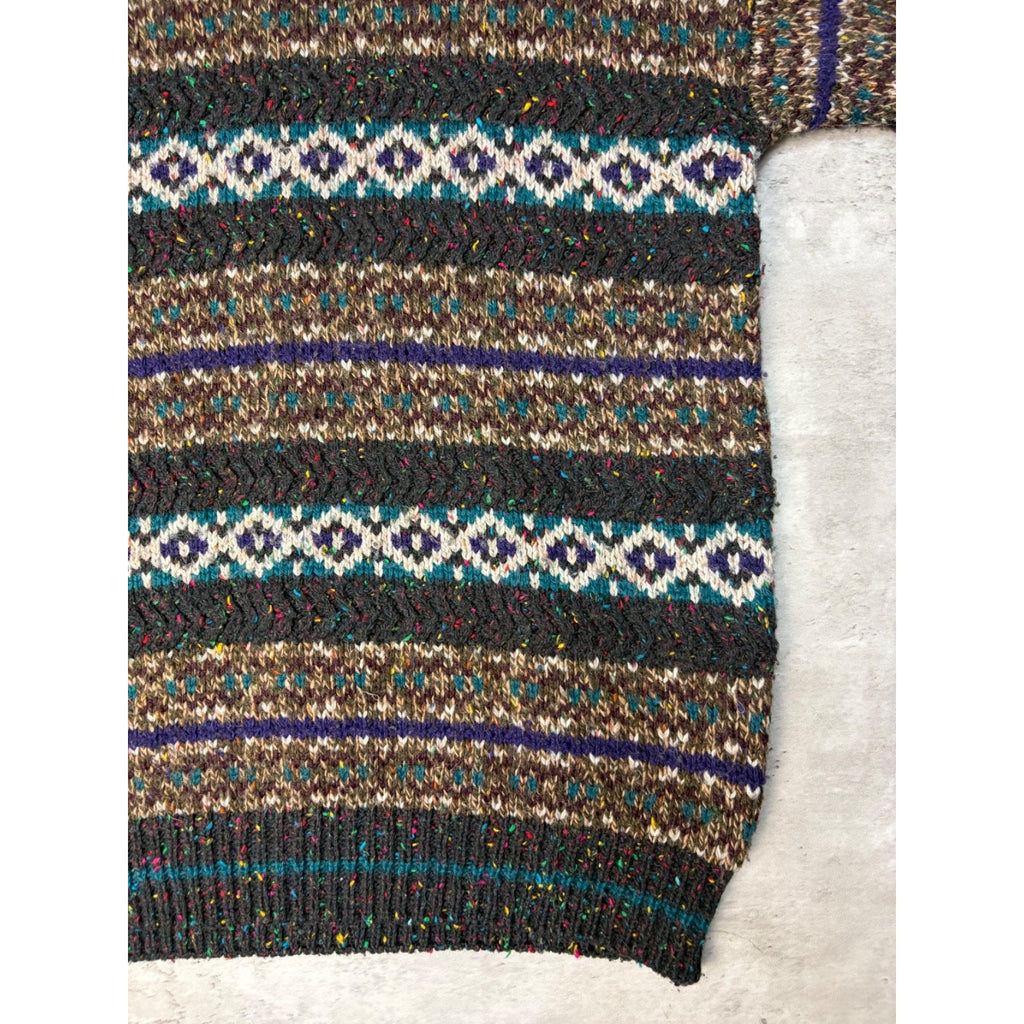 Vintage 80s/90s Jockey Abstract Striped Pullover Knit Sweater Size Medium