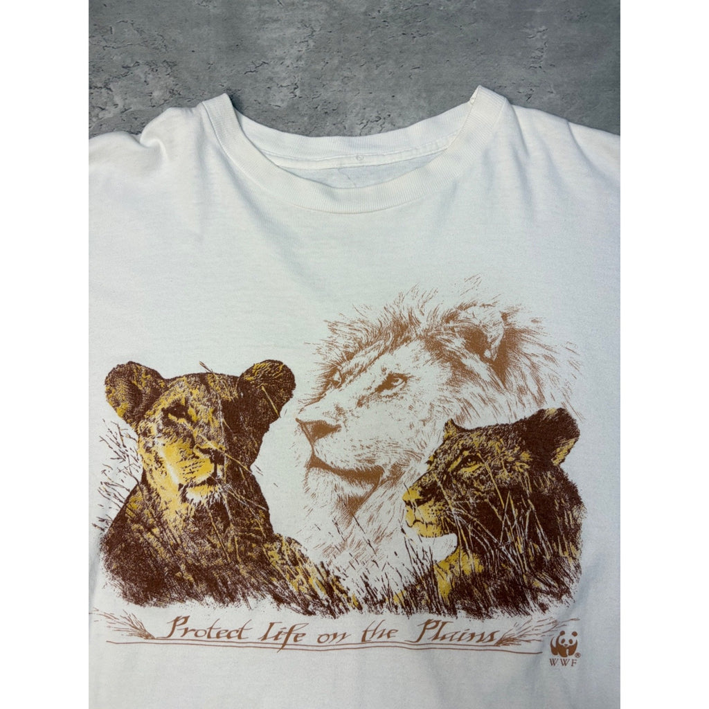 Vintage 90s WWF Protect Life On The Plains Nature Graphic T-Shirt Size XL