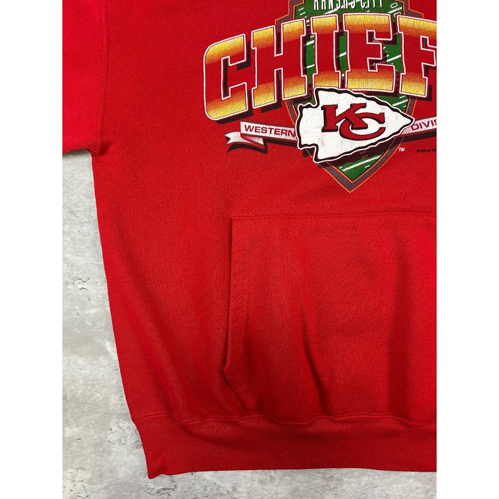 Vintage 1993 Kansas City Chiefs NFL Graphic Spellout Hooded Sweatshirt Sz Large