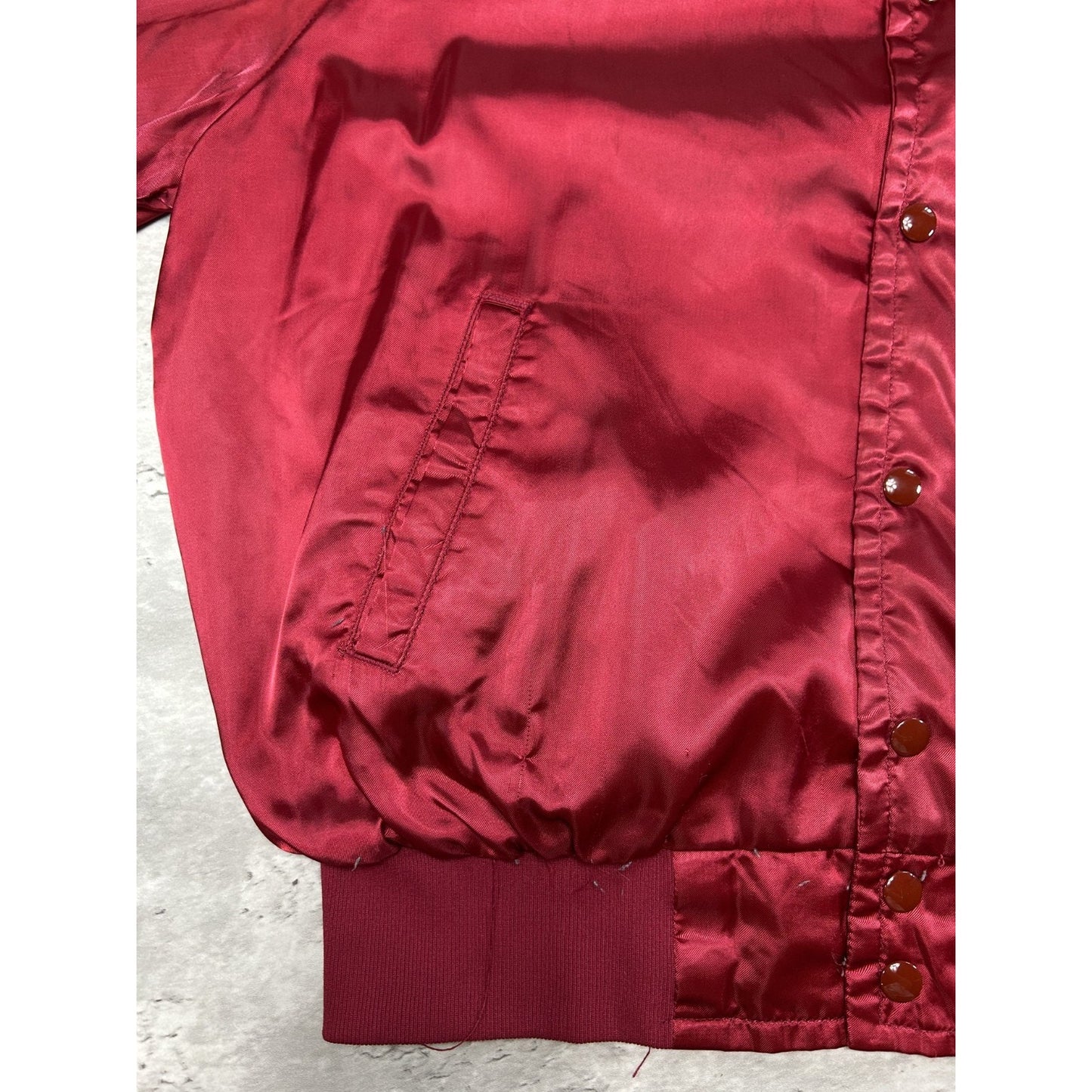 Vintage 80s Oklahoma Sooners NCAA Collegiate Satin Bomber Jacket Size XL