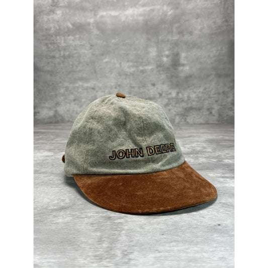 Vintage 90s John Deere Tractors Embroidered Spellout Strapback Hat OSFA