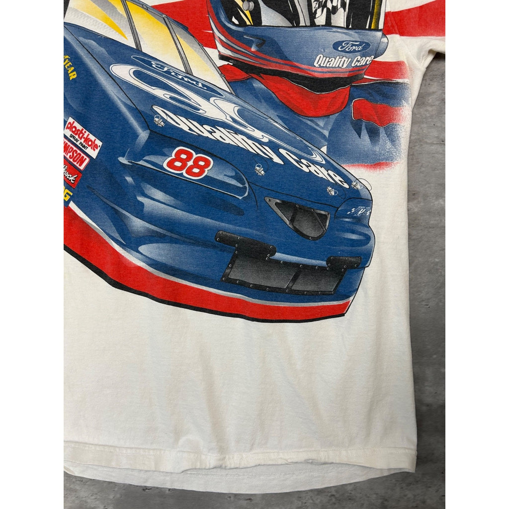 Vintage Dale Jarrett #88 Nascar All Over Print Graphic T-Shirt Size 2XL