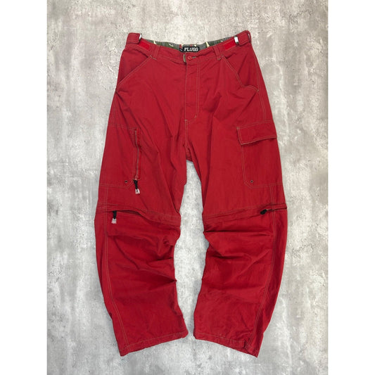 Vintage Y2K Plugg Convertible Baggy Fit Cargo Pants Size 35 Red