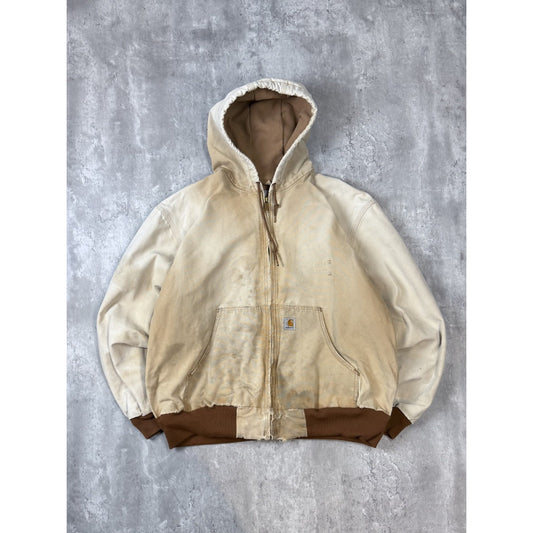 Vintage Carhartt Thermal Lined Canvas Workwear Hooded Active Jacket Size XL