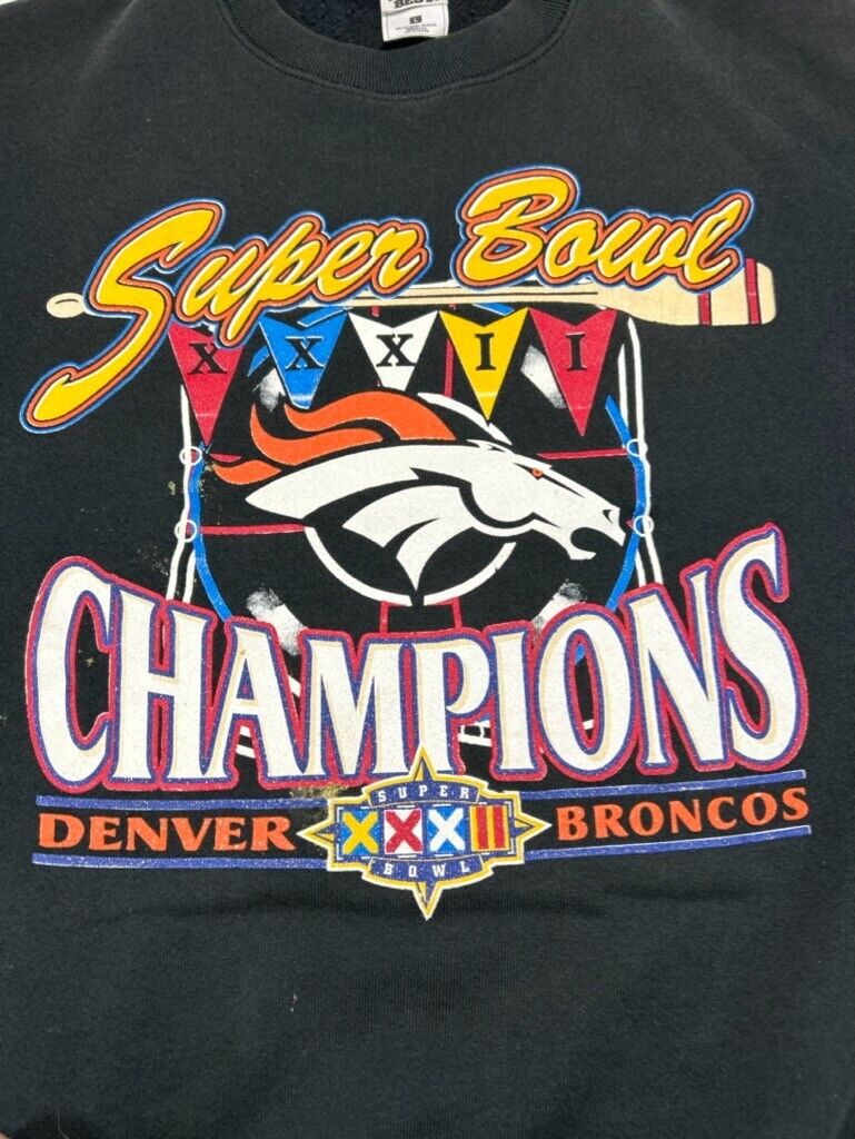 Vintage 90s Denver Broncos NFL Super Bowl XXII Champs Sweatshirt Size Large