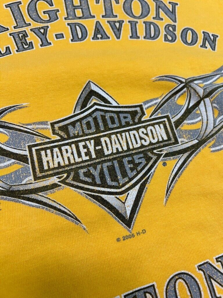 Harley Davidson Motorcycles Michigan Spell Out Graphic T-Shirt Size 2XL Yellow