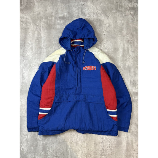 Vintage 90s New England Patriots NFL Insulated 1/2 Zip Hooded Jacket Size XL
